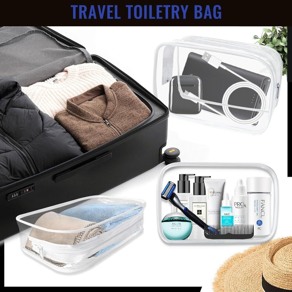 16 Pieces Clear Makeup Bags Bulk, Tsa Approved Toiletry Bag For Travel, Pvc Wate View 6